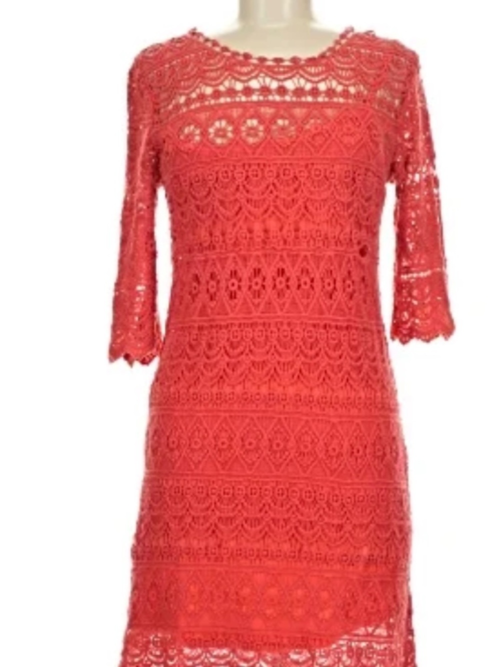 Solitaire Coral Crochet Dress/CoverUp/see through/ Slip Dress, size Small